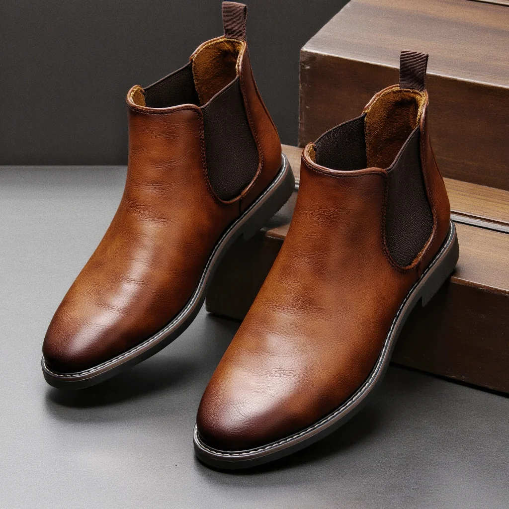 Men’s retro leather ankle boots in classic 2026 fashion style 07