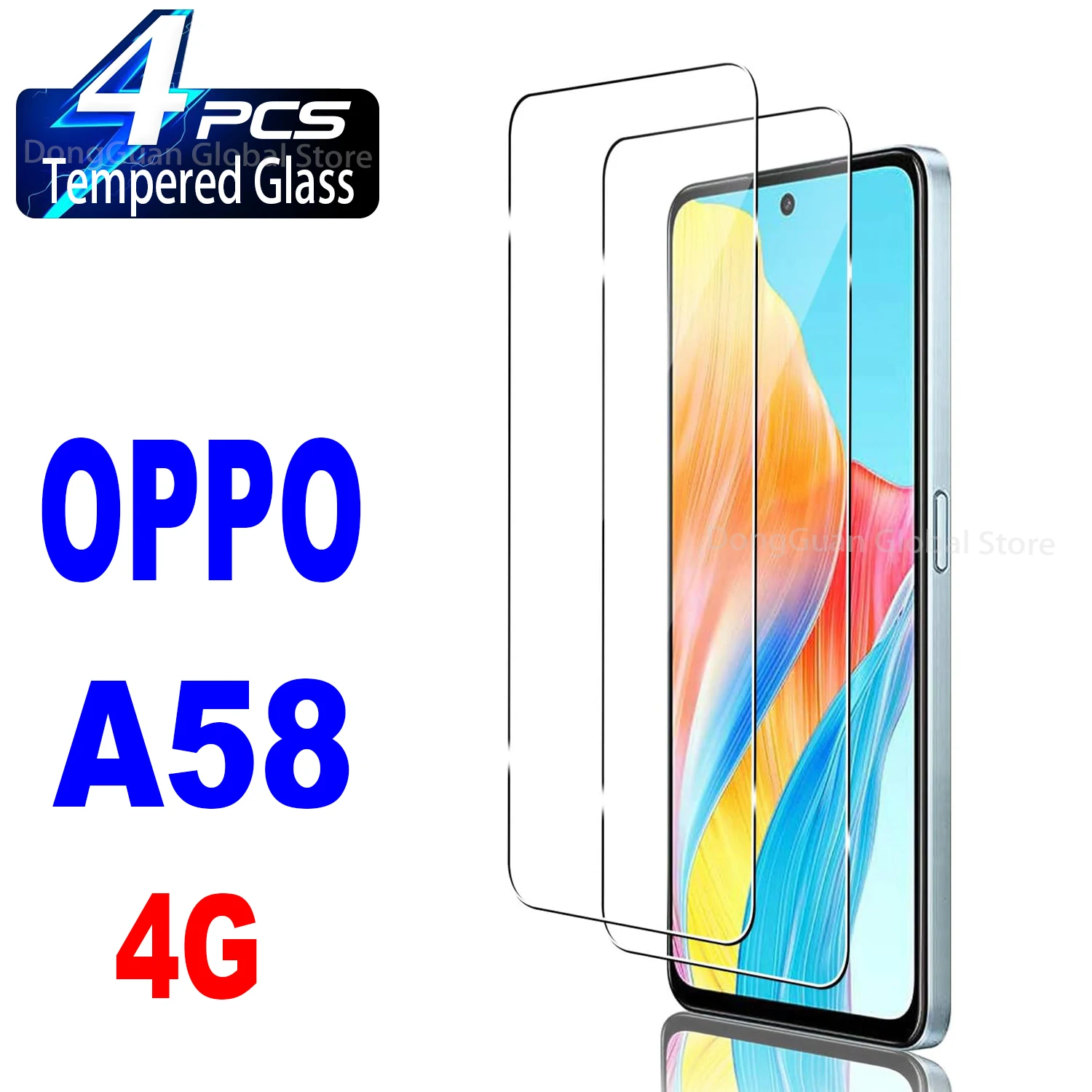 2/4 шт. закаленное стекло для OPPO A58 4G Защитная стеклянная пленка для экрана 6 в 1 для oppo a58 стекло для oppo a58 закаленное стекло 9h защитное полное покрытие клейкая защита для экрана oppo a 58 a58 4g стекло для объектива