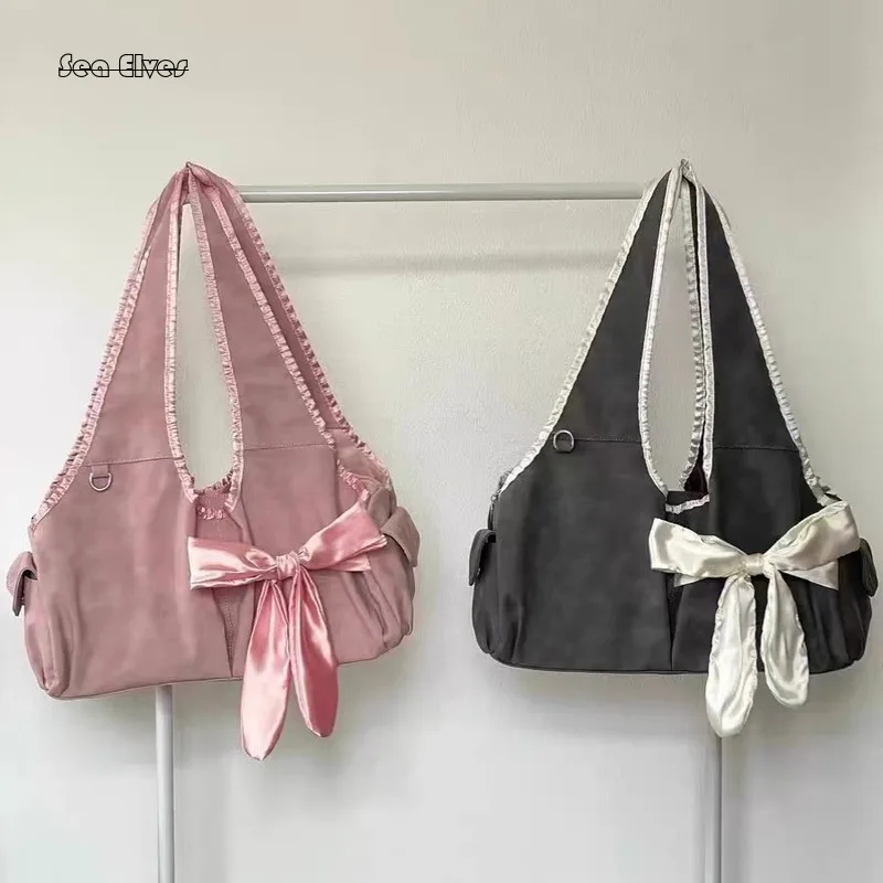 

2024 New Women's Cute Handbag Unique Design Bow Single Shoulder Bag Large Capacity City Handbag Fashionable Underarm Bag