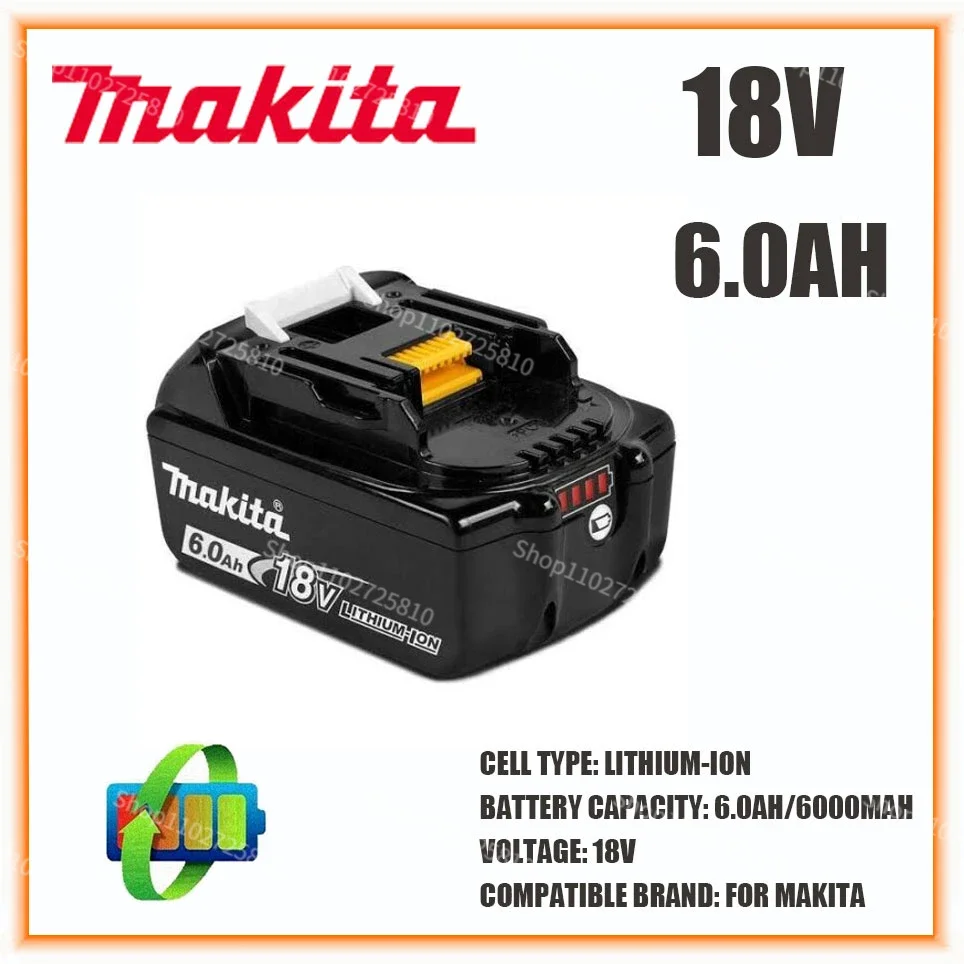 

Makita Original 18V 6000MAH 6.0AH Rechargeable Power Tool Battery LED Lithium Ion Replacement LXT BL1860B BL1860 BL1850