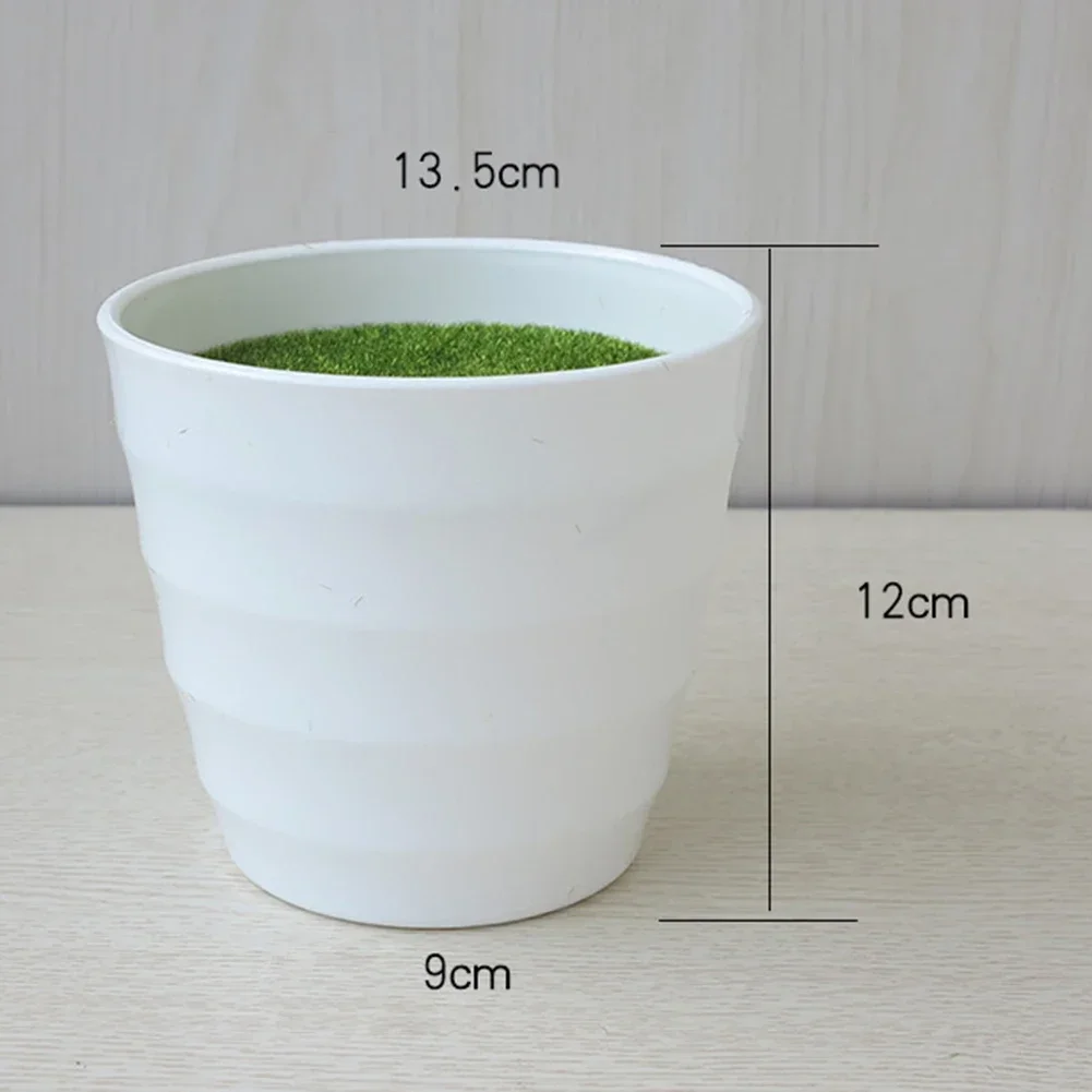 Artificial Lawn Vase White Plastic Thick Plant Green Bonsai Ornament Flower Pot Home Garden Decor Wedding Party