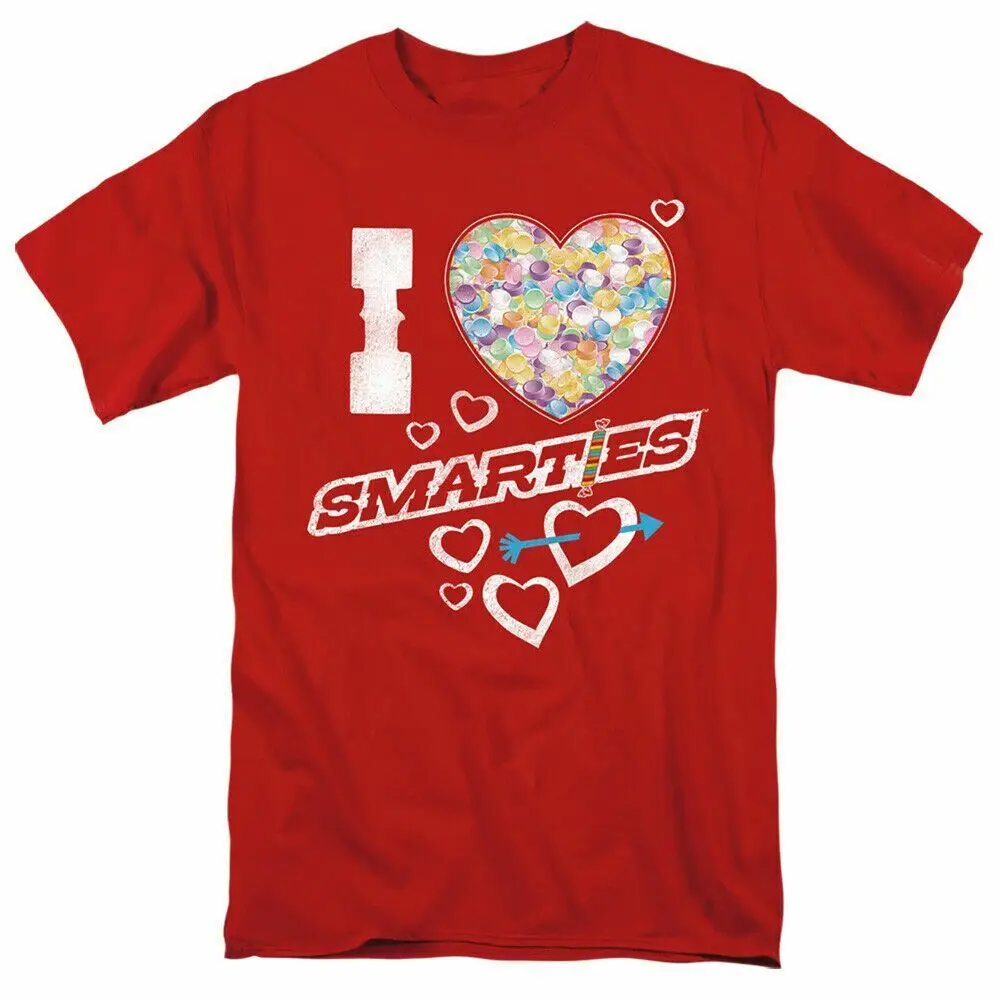 Smarties I Heart Smarties T Shirt Mens Con Licenza Sweet Tangy Candy Roll Red