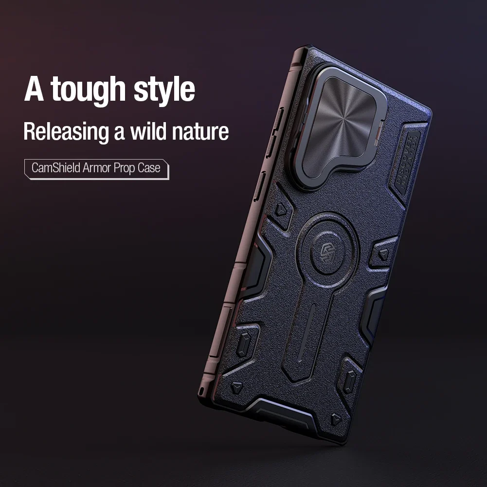 For Samsung Galaxy S24 Ultra Case NILLKIN CamShield Armor Prop Flip Lens Bracket Military Kickstand Holder S24Ultra Cover