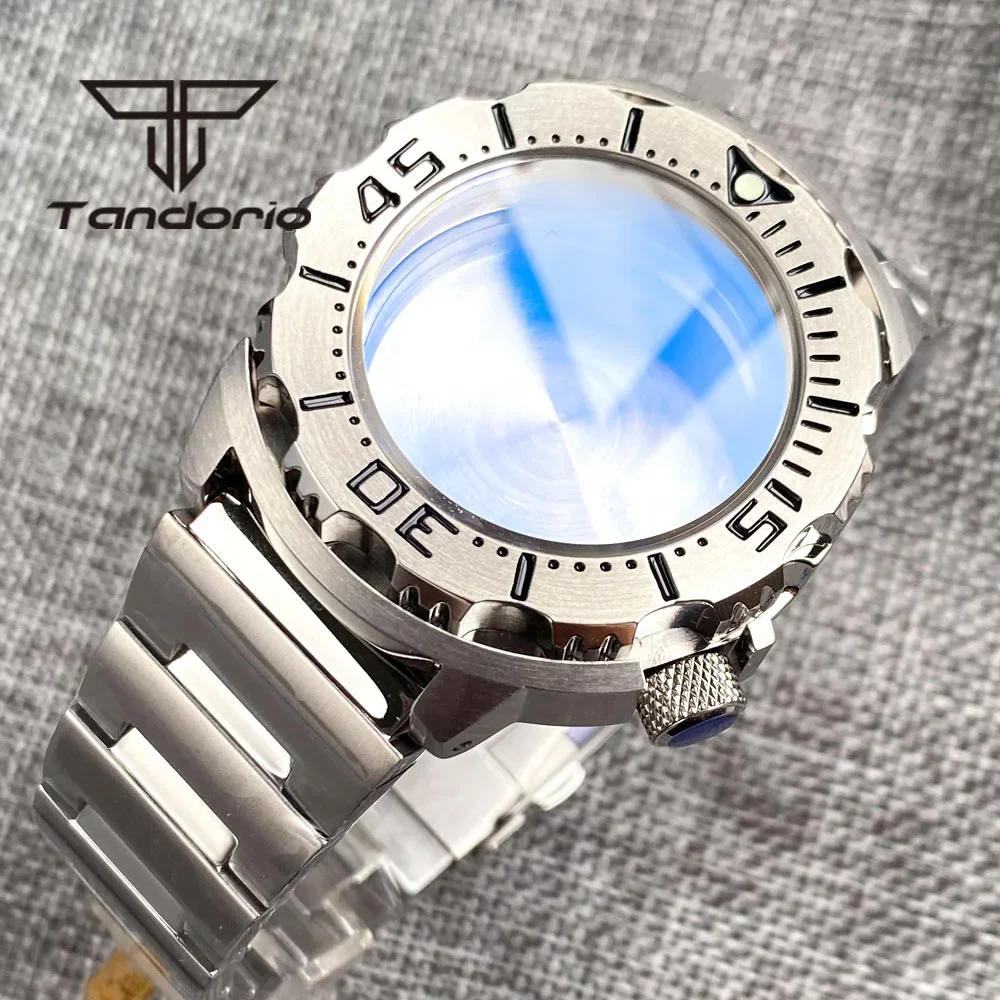 

Stainless Steel 42mm 200m Dive Monster Watch Case Bracelet AR Sapphire Crystal 3.8 Screw Crown Fit NH35 NH36 Automatic Movement