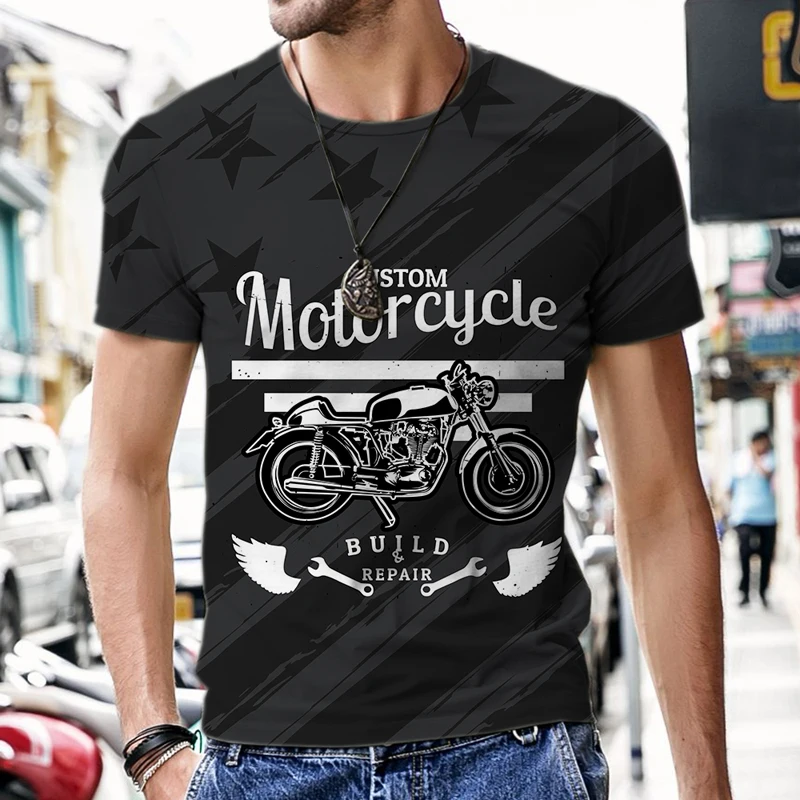 

Men's T-shirts Oversized Motorcycle Pattern Funny Casual Clothes Loose Harajuku Breathable Style Short Sleeve O-Neck Hip Hop