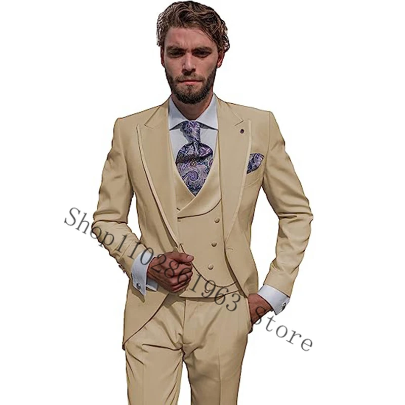 2023 New Arrival Men Wedding Suits 3 Pieces Formal Business Best Men Groom Wear Tuxedos Blazer+Vest+Pants Costume Homme Mariage