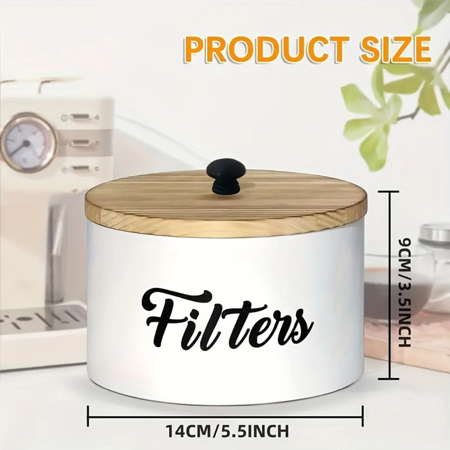 Coffee Filter Holder Farmhouse White Filter Storage Container Basket Counter Coffee Bar Accessories Station