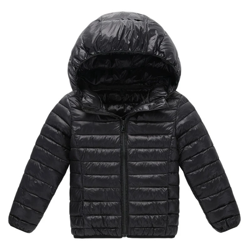 Girl Boy Warm Coat Autumn Winter Kids Cotton Jackets Lightweight Hooded Cotton-padded Jacket Solid Color Toddler Baby Outerwear