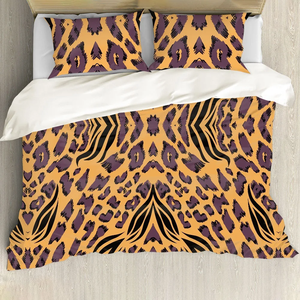 Bedding Sets for women Leopard Duvet Cover King Queen Cheetah Print Bedding Set Black Brown Leopard Wild Animal Polyester Quilt Cover for Girls Women christmas bedding