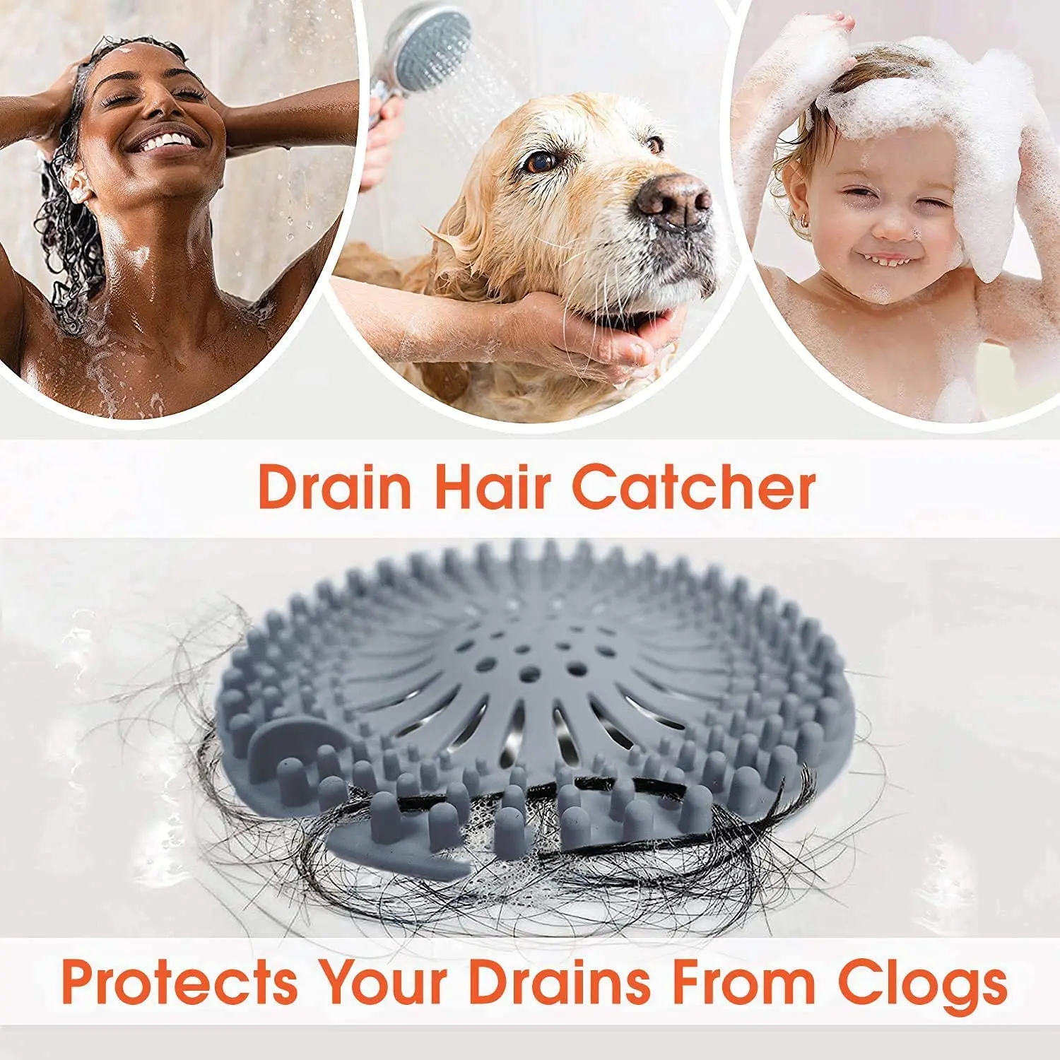Hair Catcher Durable Silicone Hair Stopper Shower Drain Cover Protector Trap Sink Strainer for Kitchen Bathroom Bathtub sink filter,sink strainer,hair drain catcher,kitchen sink strainer,shower drain cover,shower drain filter