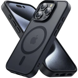 Sleek Black Matte Magnetic Phone Case with MagSafe Compatibility - iPhone 14 (Black)