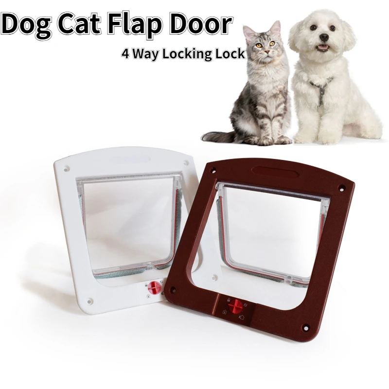 Pet Door Safe Lockable Magnetic Screen Outdoor Window 4 Way Locking Gate House Enter Freely