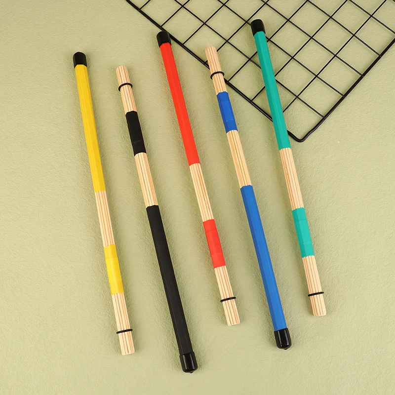 

Бамбуковые барабанные палочки, 1 пара, ударные барабанные палочки, щетки, пучок, барабанные аксессуары с резиновой ручкой