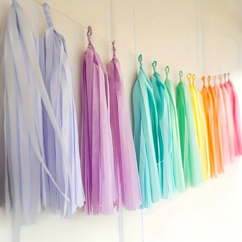 Assembled Versatile And Reusable Tissue Paper Tassels Garland 8color 40 pcs Event Celebration Decor Easter Gift party decorations