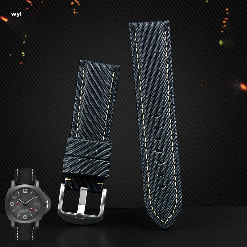 

Ремешок кожаный для спортивных часов Panerai PAM441/01661, 22 мм, 24 мм, 26 мм, черный, синий ремешок для часов 22, 24, 26 мм