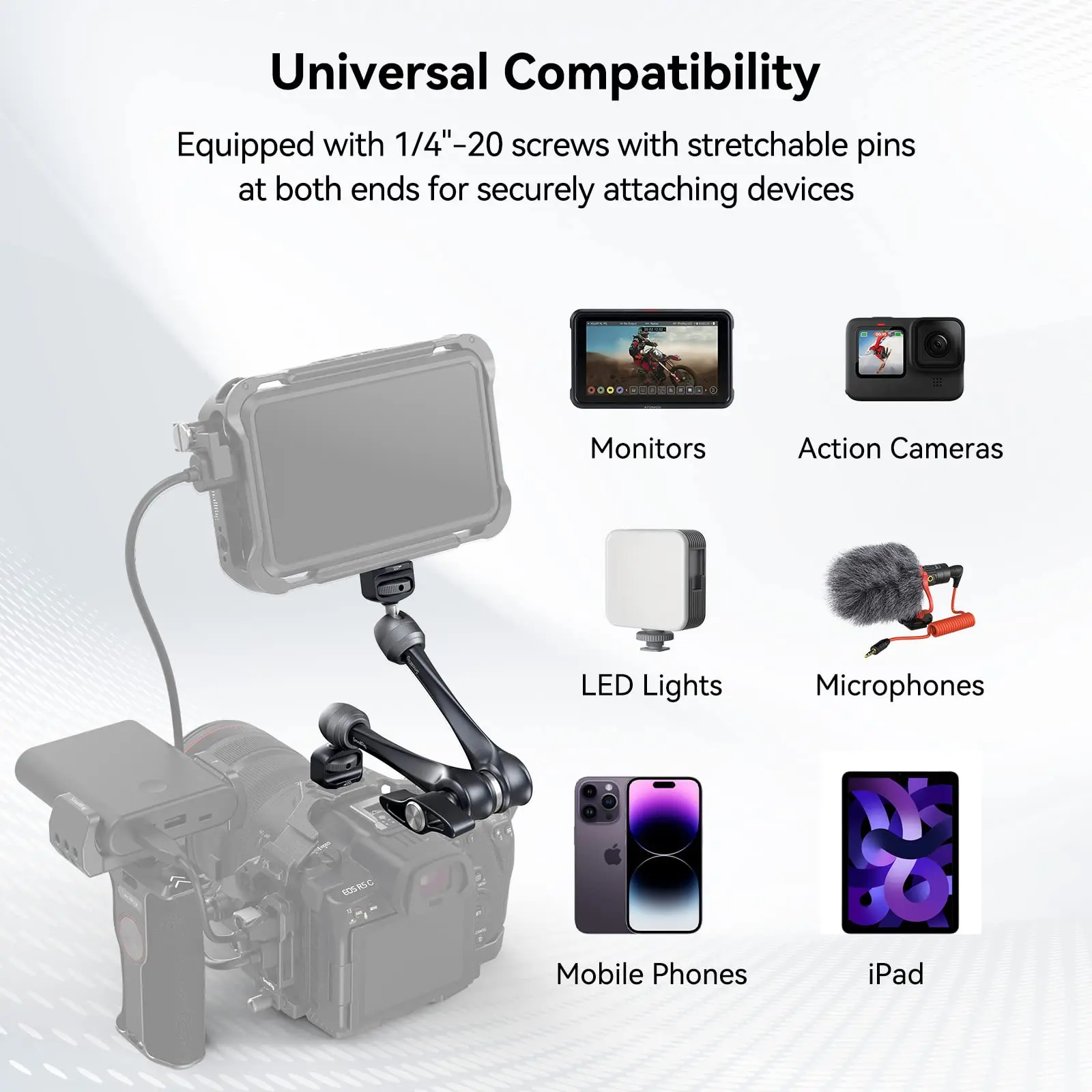 SmallRig 11 Zoll Rosettenarm 360 ° Verstellbarer magischer Arm für DSLR-Monitor, LED-Licht, Kamerazubehör, bis zu 3 kg Belastung – Detail 4
