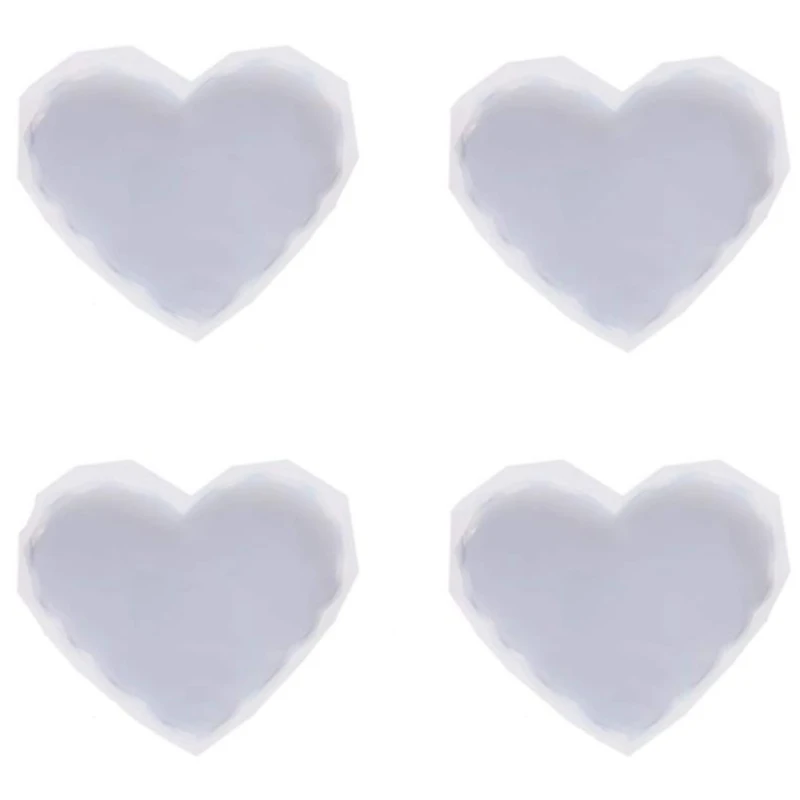 

4 шт., форма в форме сердца с алмазным краем, используется для литья смолы, подставки, подсвечники