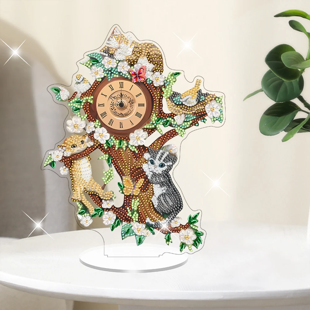 Acrylic Special Shape Flower Butterfly Diamond Painting Clock Handicraft Diamond Art Clock Ornaments Kit Living Room Decoration