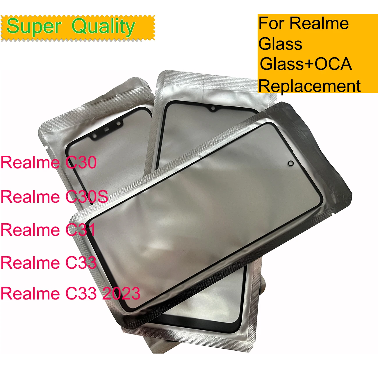 

10Pcs/Lot For Realme C30 C30S C31 C33 Touch Screen Front Outer Glass Panel Lens For Realme C33 2023 LCD Front Glass With OCA