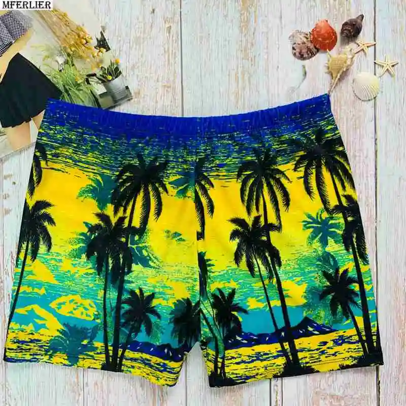 

summer men swimming shorts Hawaii floral Geometric Elastic Stretched plus size swimming trunks Breathable beach boxer shorts