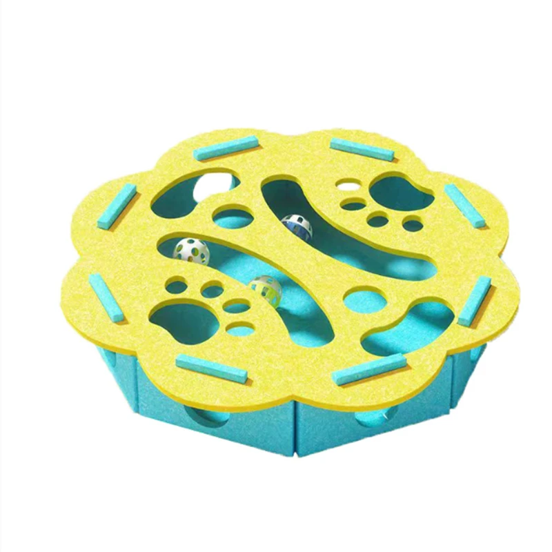 Cat Scratch Puzzle Enrichment Box, Nail File Box For Cats With 3 Bell
