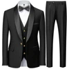 New Costume Clothing Luxury Party Stage Men's Suit Groomsmen Regular Fit Tuxedo 3 Peice Set Jacket+Trousers+Vest Blazers Pants 1