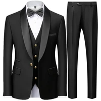New Costume Clothing Luxury Party Stage Men's Suit Groomsmen Regular Fit Tuxedo 3 Peice Set Jacket+Trousers+Vest Blazers Pants 1