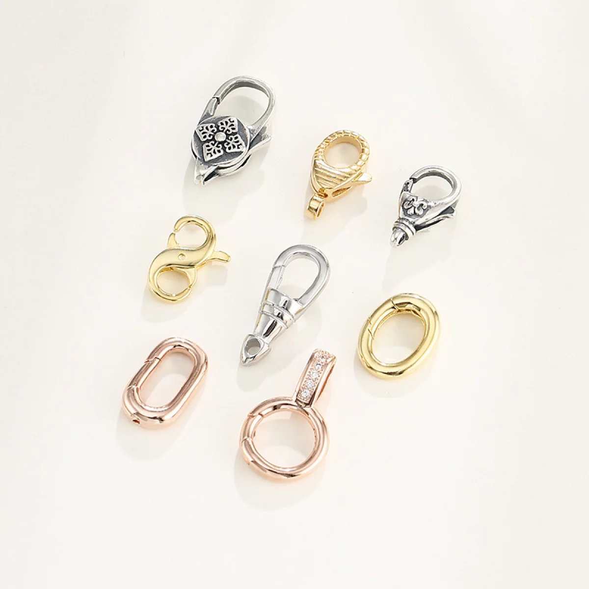 2pcs Fashion Spring Buttonr 925 Sterling Silver Lobster Clasp Connector Buckle for Necklace Bracelet DIY Jewelry Accessories