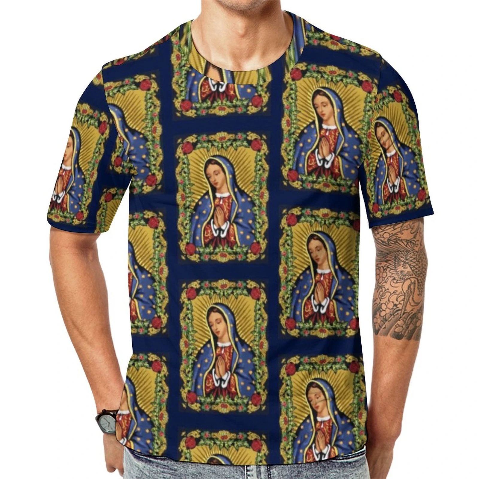 Camiseta de Nuestra Señora Guadalupe para camisetas de la Virgen María camisetas gráficas de verano, camisetas de manga corta esenciales de gran tamaño, regalo| | - AliExpress