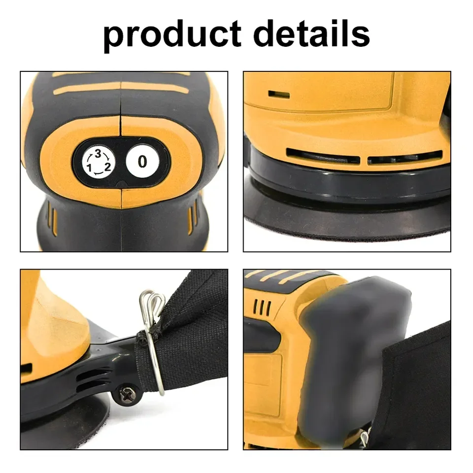 Cordless Sanding Machine Lithium Battery Sandpaper Machine Round Sanding Woodworking Polishing Tool for Makita Battery