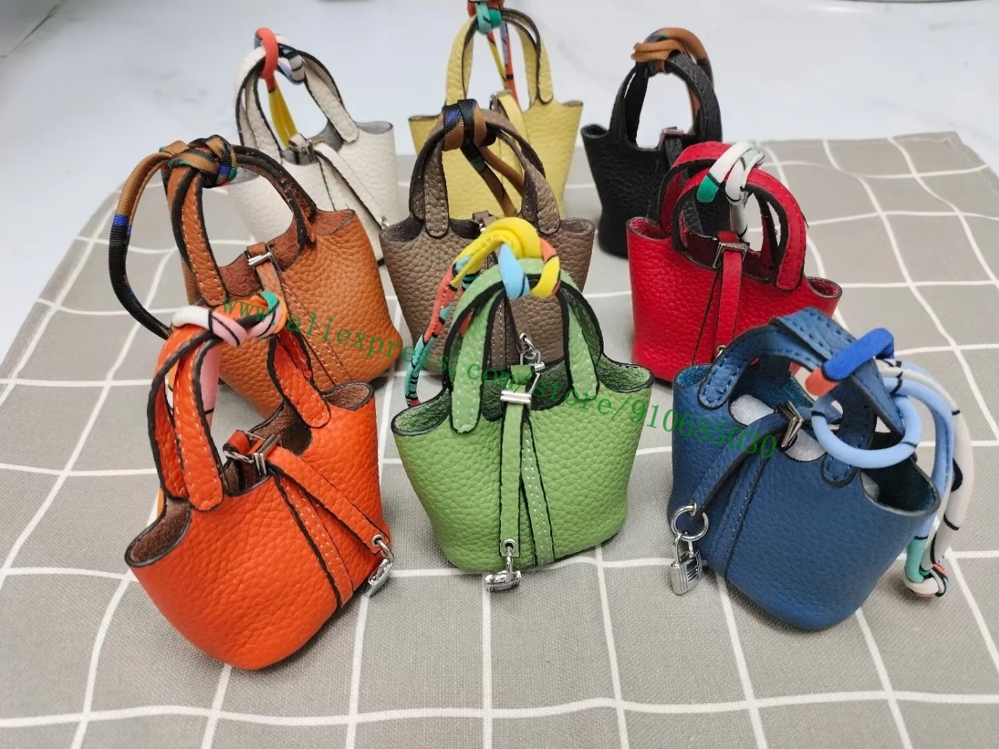 Genuine Grained Calfskin Little Cute Small H Bag Charm Accessories For Designer Handbag Purse Decoration Hanging Ornament Gift