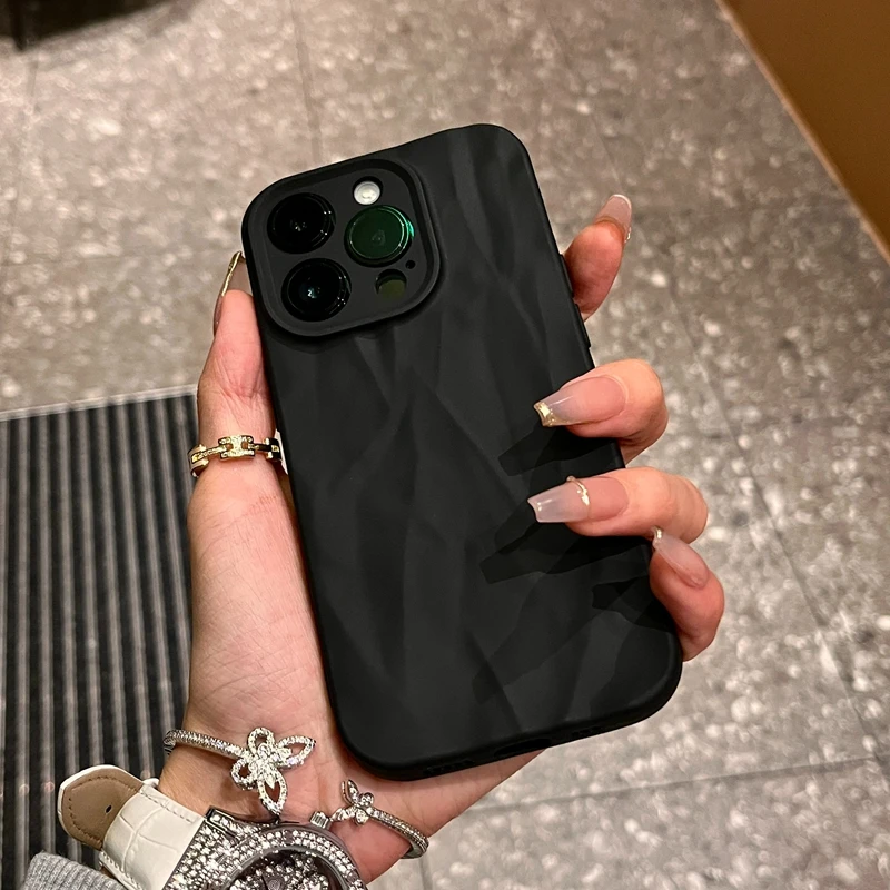 thumbnail image 1 of Funda de teléfono con patrón de pliegue suave para iPhone 11 12 13 14 15 Pro Max X Xs XR Max Plus, funda de silicona con parachoques de caramelo, 1 of 5