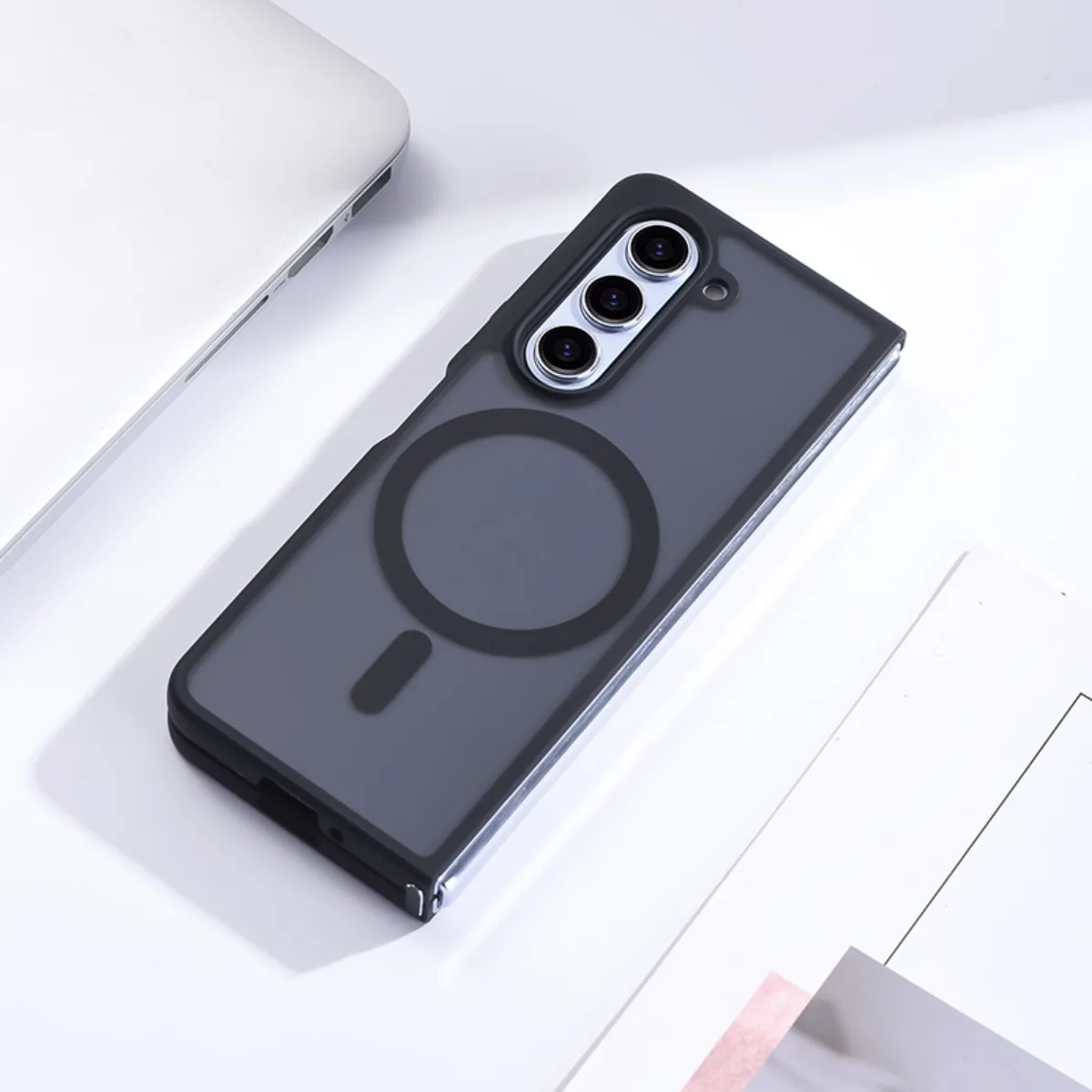 For Samsung Galaxy Z Fold 5 4 Magsafe Case Skin Friendly Matte Black Magnetic Wireless Charging Soft Silicone Shockproof Cover