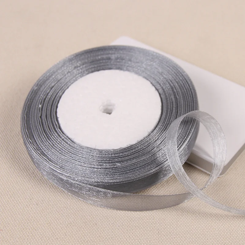 Silver Grey Organza Ribbon for DIY Crafts and Gift Packaging