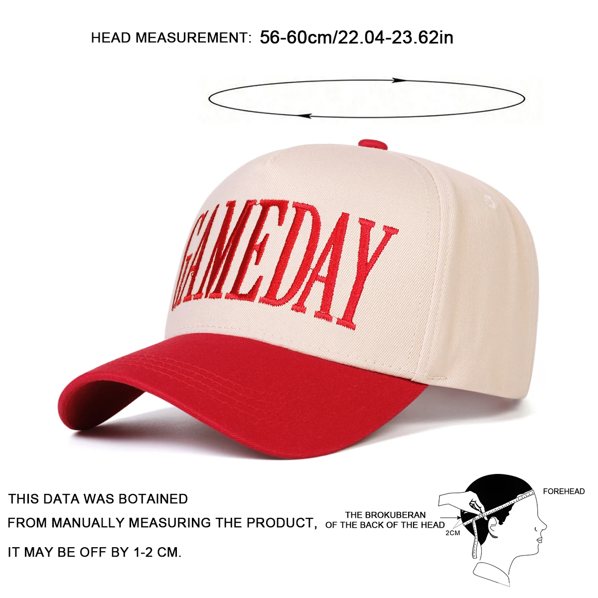 Unisex GAMEDAY Baseballkappen mit Buchstabenstickerei, Frühling und Herbst, verstellbare Freizeithüte für den Außenbereich, Sonnenschutzhut, Sportkappe – Detail 6