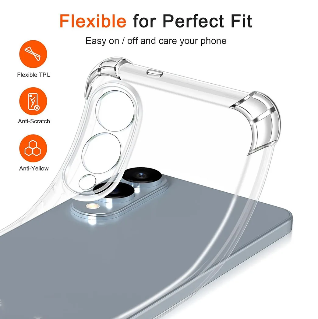 3D Airbag Silicone Soft Case with Clear Back Cover - Ultra Thin Protective Shell