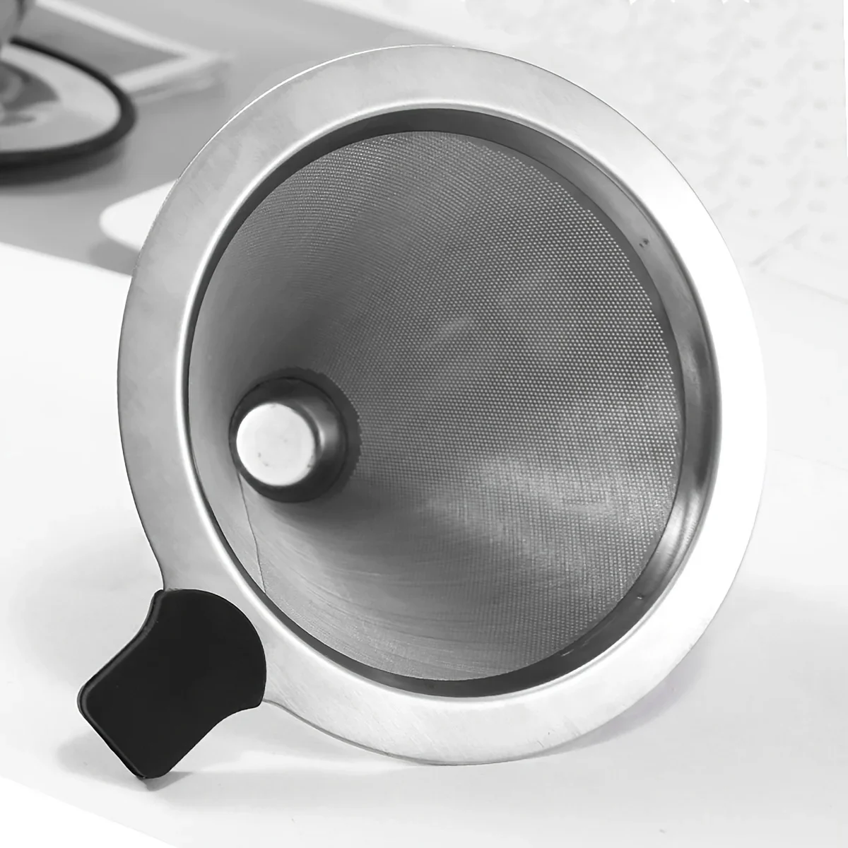1pc Double-Layer 600 Mesh Fine Coffee Filter, Food Grade 304 Stainless Steel Coffee Funnel Coffee Dripper, For Fine Drip Brewing