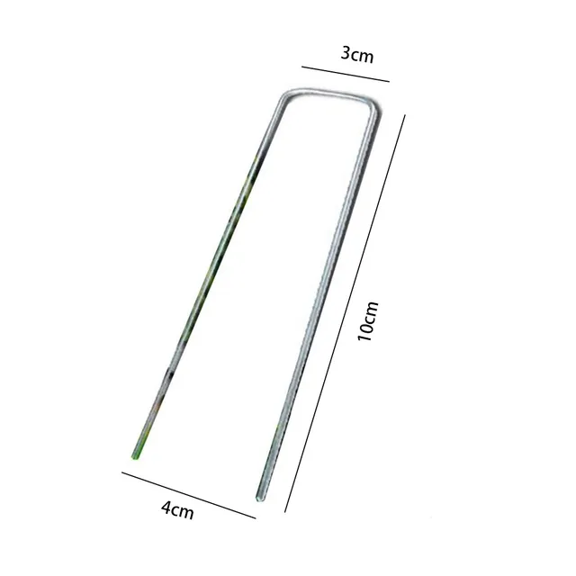 10 db U Alakú Köröm Rozsdamentes Acél 10*4Cm -Es Kertészeti Horganyzott Körmök Napfényhálózathoz Mesterséges Fű Csepegtető Szalag Csövek Rögzítés - Image 6