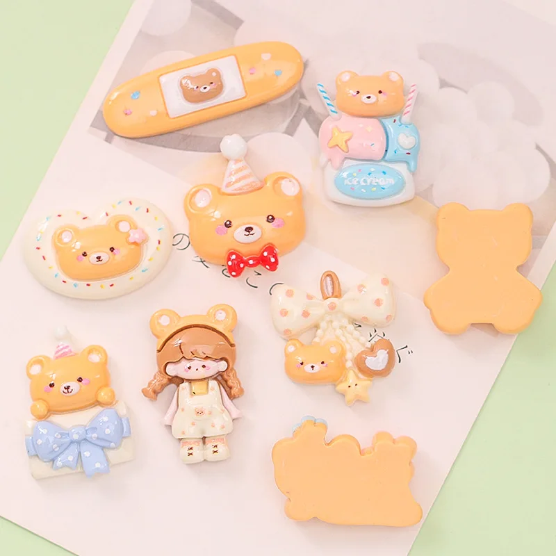 

100pcs Resin Kawaii Cartoon Cake Pooh Bear Girl Flatback Cabochon Scrapbook Decoration DIY Embellishments Crafts