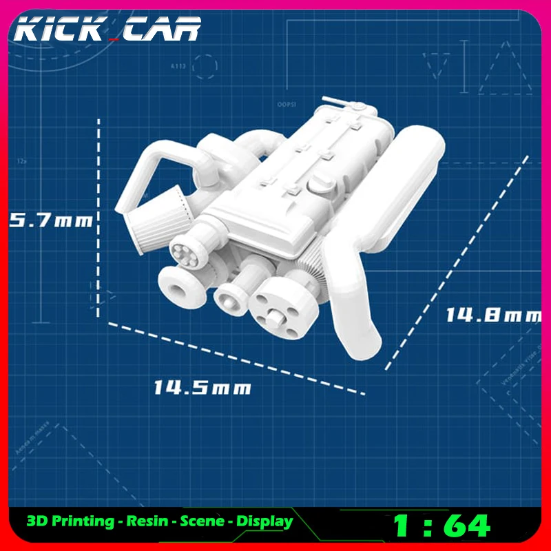 Kicarmod 1/64 Fahrzeug Motor Modell Auto Diorama Ungefärbtes Harz Garage Szene Reparatur Werkzeuge Dekoration Simulation Szene Spielzeug – Detail 38