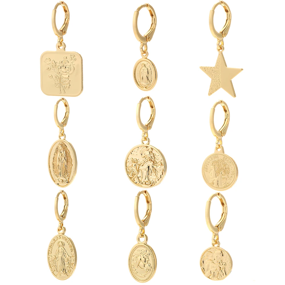 Boucles D’oreilles Plaqué Or 18 Carats, Style Pièces Louis D’or, Neuves Avec étiquettes