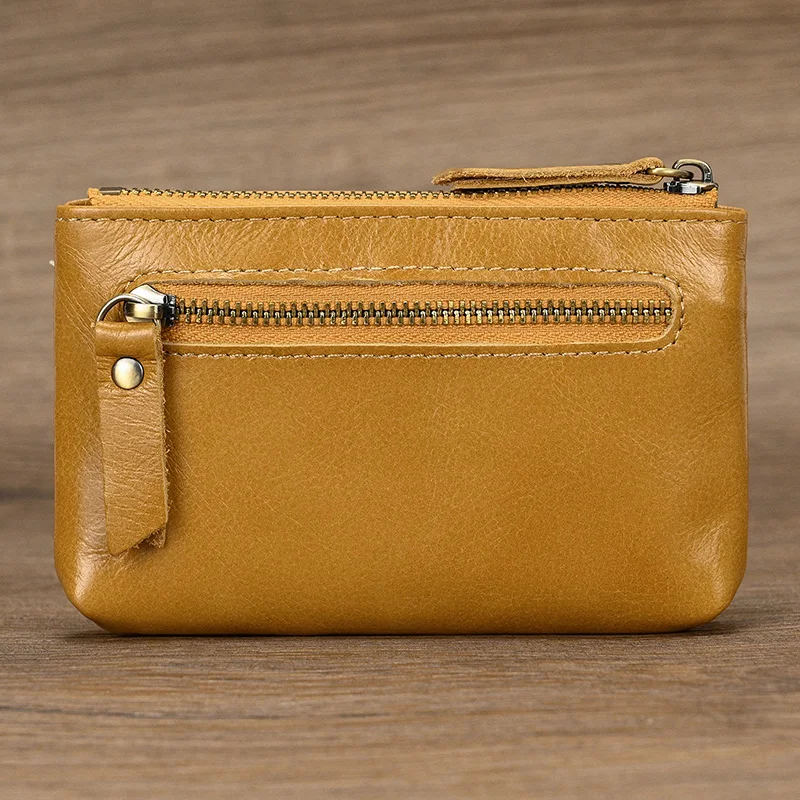 Vintage Crazy Horse Leather Men Coin Purse Genuine Leather Zipper Coin Wallet Retro Key Holder Small Money Bag clutch bag key case coin purse card wallet coin wallet