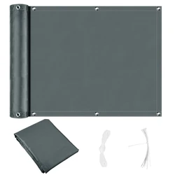 Enhanced Balcony Privacy Screen with UV Protection - Weatherproof and Waterproof Windscreen - 0.9X6M (Dark Grey)