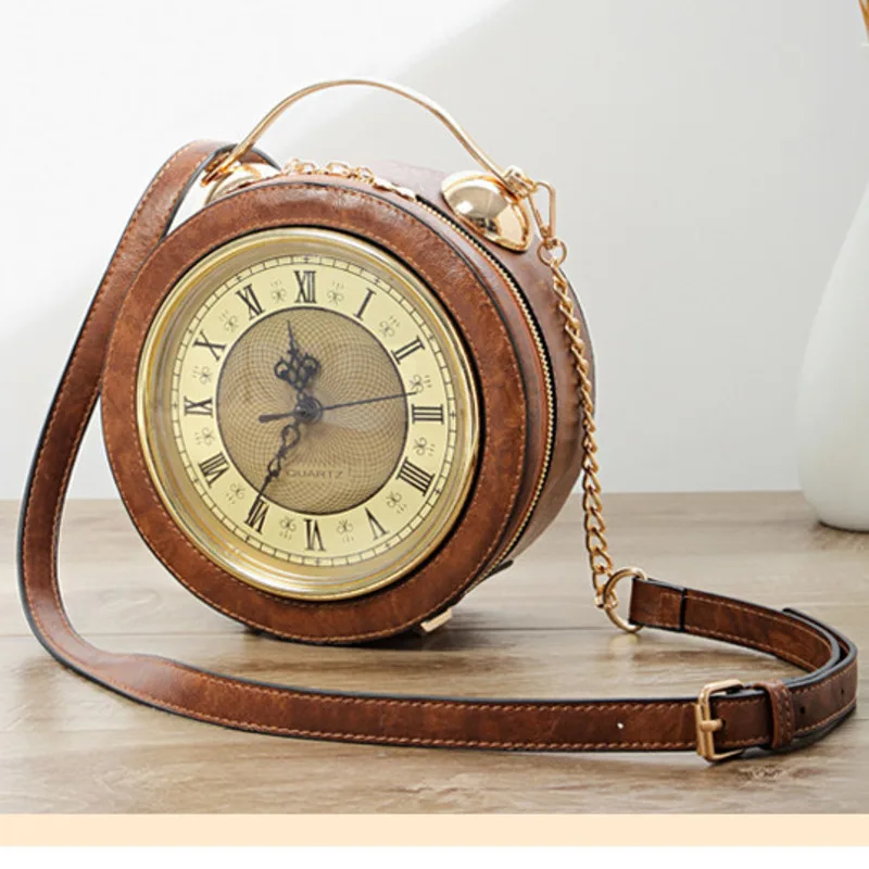 Shoulder Bag Crossbody Handheld Chain Small Round Clock Style Casual Handbag For Woman High-Quality Messenger Versatile Luxury