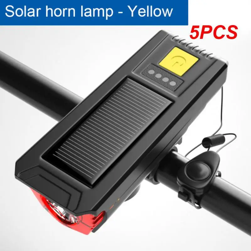 

5PCS Multifunctional Solar Light With Horn MTB Road Lantern USB Rechargeable Lamp Cycling Headlight Bike