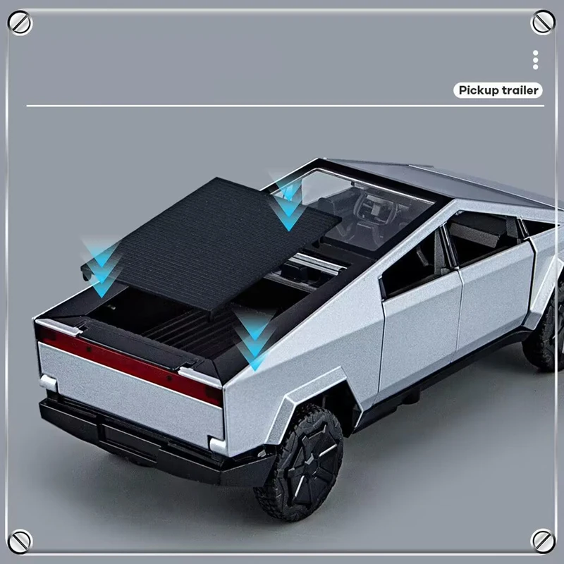 1/32 Cyber toy truck Pickup Alloy Car Model Diecasts Off-road Vehicles Truck Car Model Sound Light Kids Toys Gift With Suitcase 6