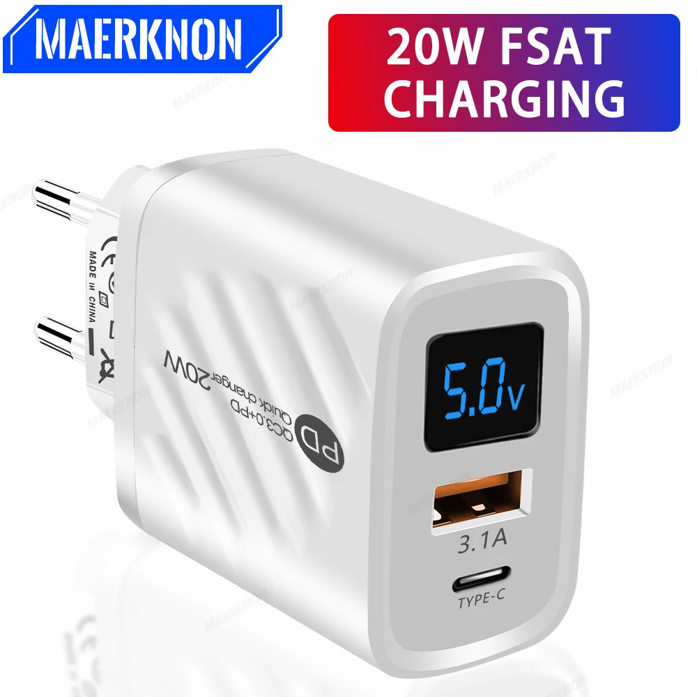 

20W USB Fast Charging Type C PD Quick Charger 3.0 For iPhone 14 13 Pro Samsung Xiaomi Oneplus Wall Charger Mobile Phones Charger