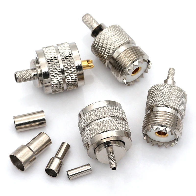 Premium SO239 PL-259 RF Coaxial Adapter - Male to Female Plug Crimp Connector (1/3/5PCS)
