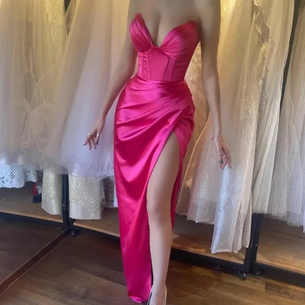 

Simple Straight Evening Dresses Elegant Party Prom Gowns V-neck Sleeveless Custom Made Zipper Back 2024 New Vestidos De Fiesta