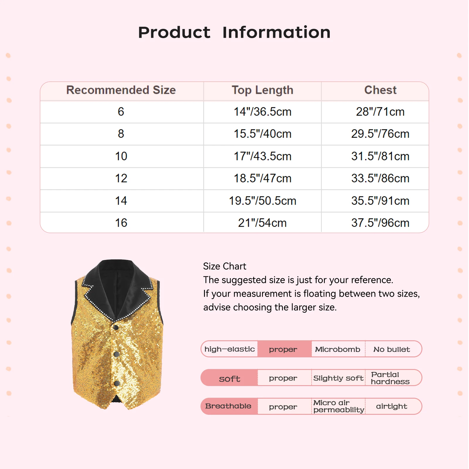 키즈 남아 여아 반짝이 스팽글 조끼 디스코 파티 재즈 힙합 댄스 의상 라펠 칼라 민소매 합창단 조끼 무대 의상